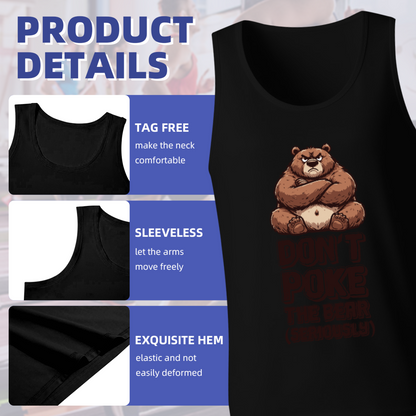 Don¡¯t Poke The Grumpy Grizzly Bear Cool Cartoon Mens Tank Top