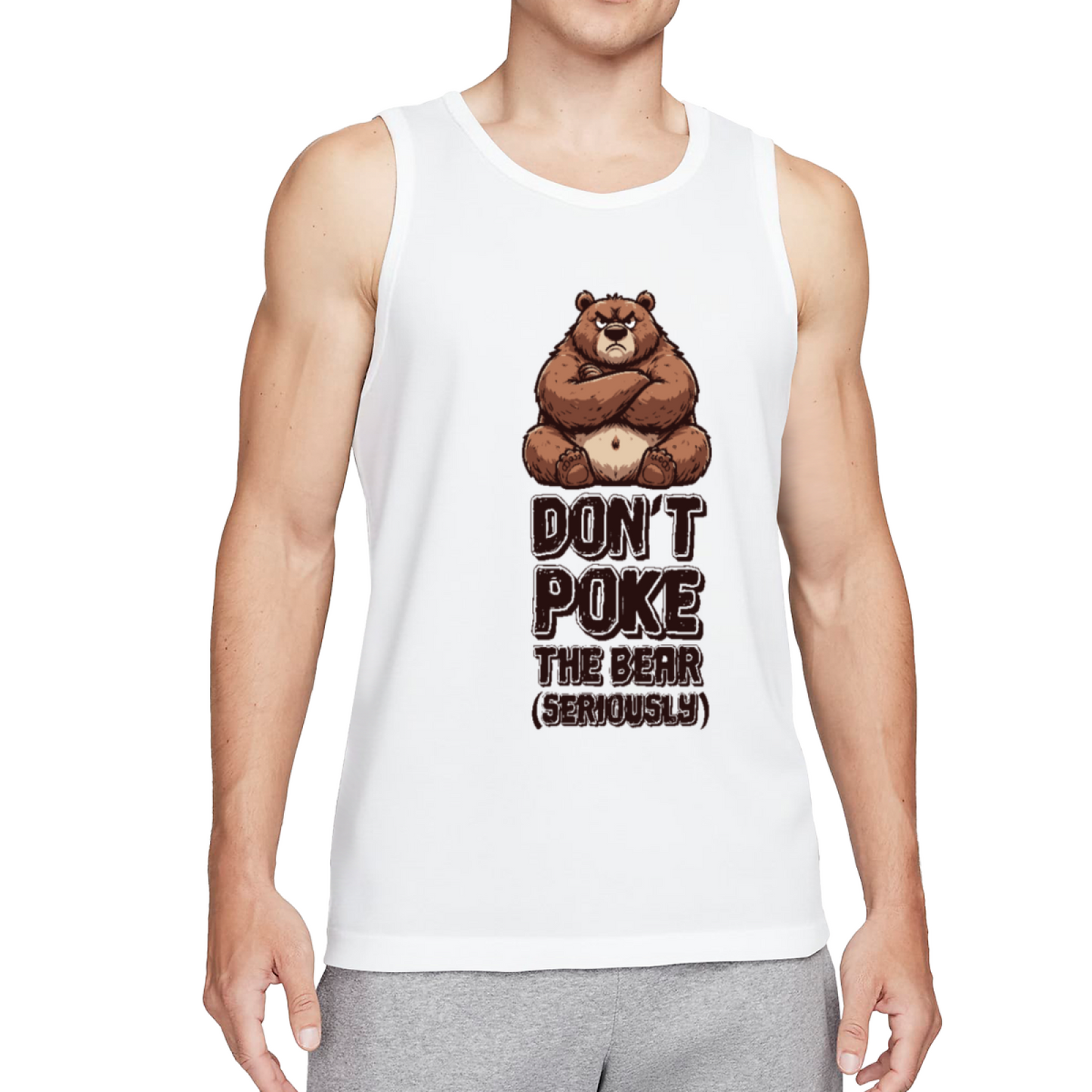 Don¡¯t Poke The Grumpy Grizzly Bear Cool Cartoon Mens Tank Top