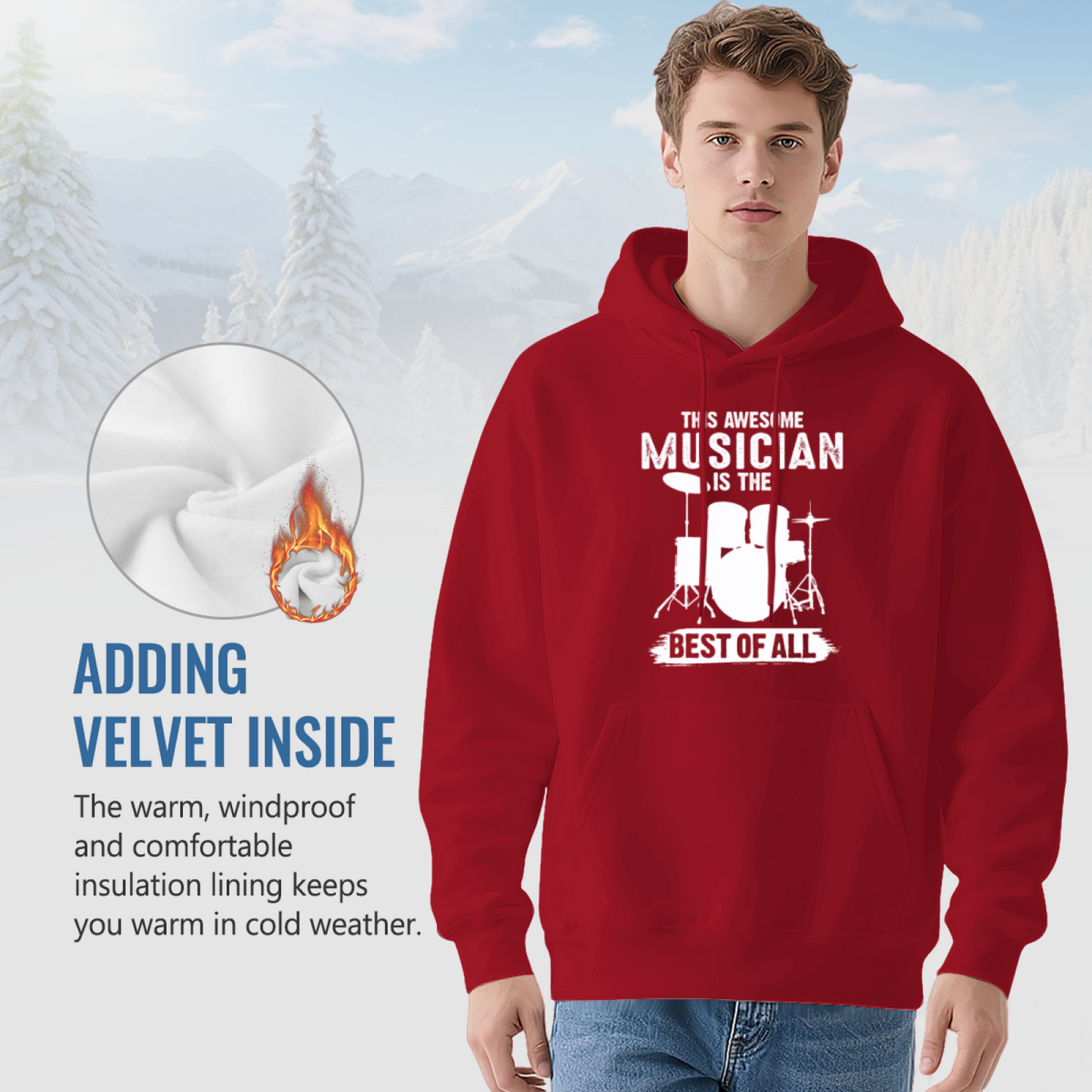 Men's Musician Hoodie: This Awesome Musician Is The Best, Comfy Fit