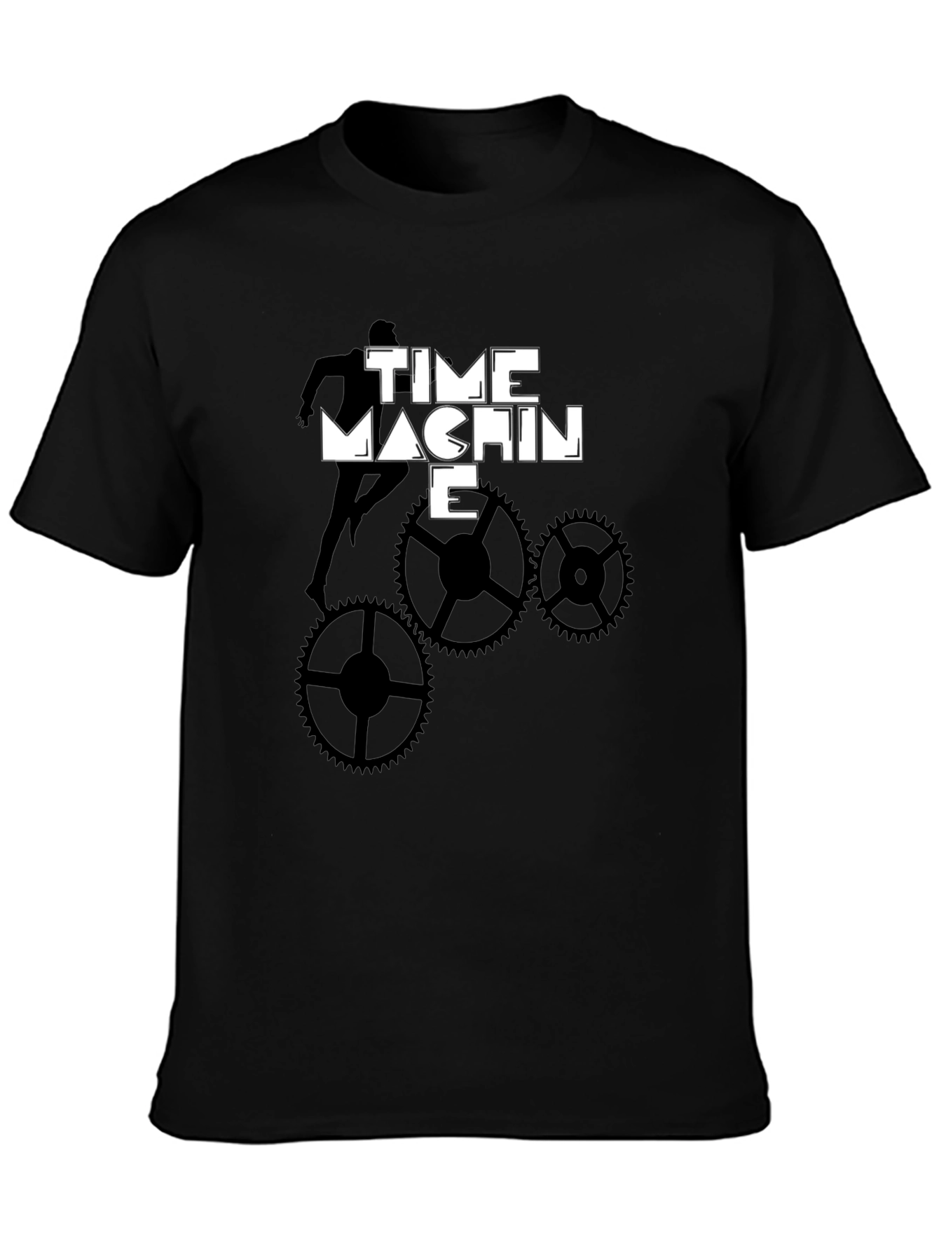 Time Machine Graphic Tee - Stylish Black Cotton T-Shirt