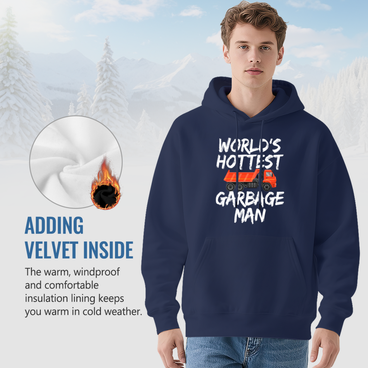 World's Hottest Garbage Man Funny Graphic Men's Hoodie, Soft Cozy Daily Wear