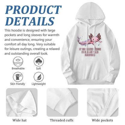Funny Axolotl Quote White Hoodie, Aquarium Lover Ultra Soft Sweatshirt