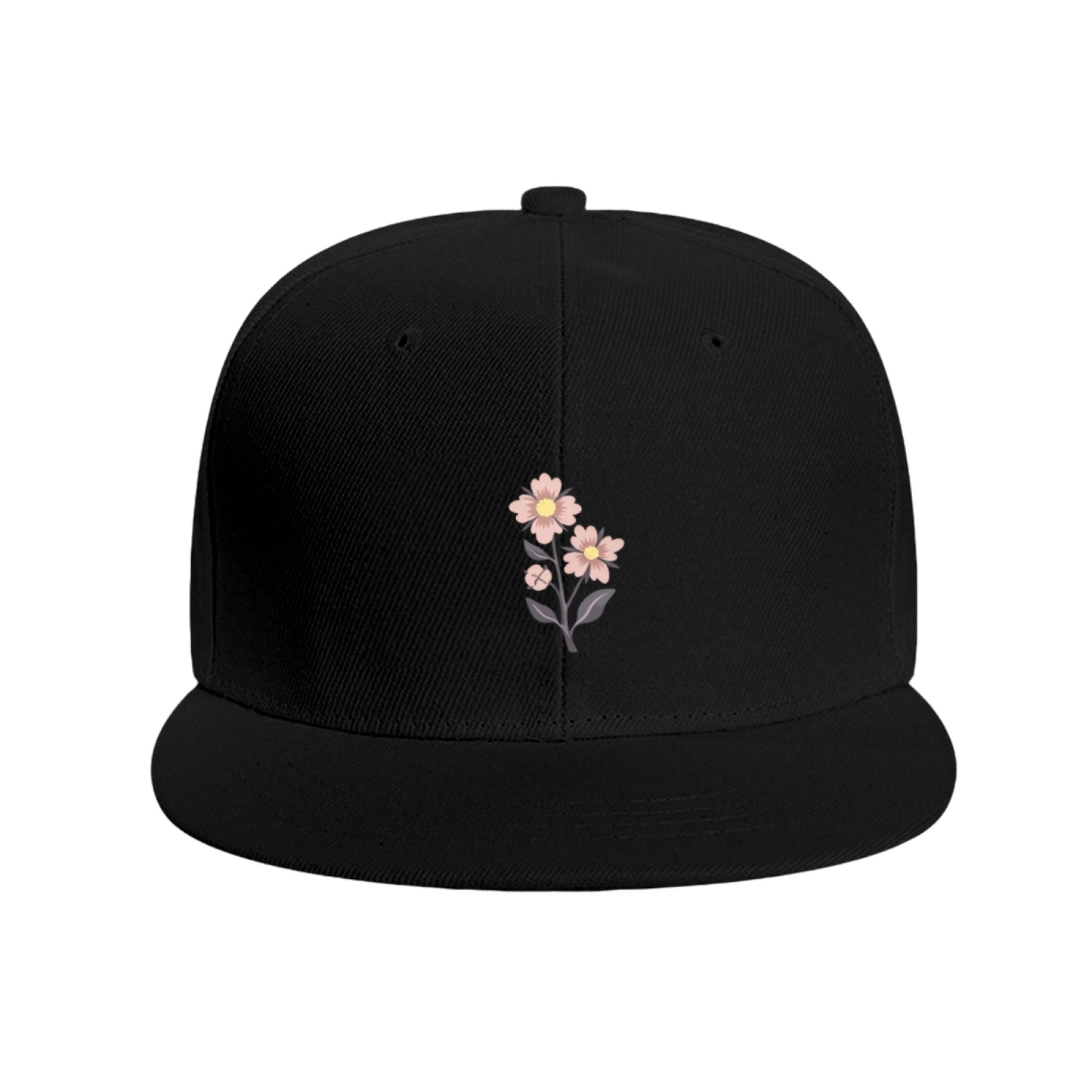 Delicate Pink Small Floral White Literary Style Snapback Sun Hat