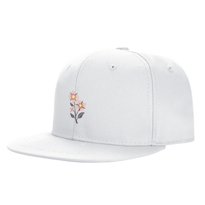 Delicate Pink Small Floral White Literary Style Snapback Sun Hat