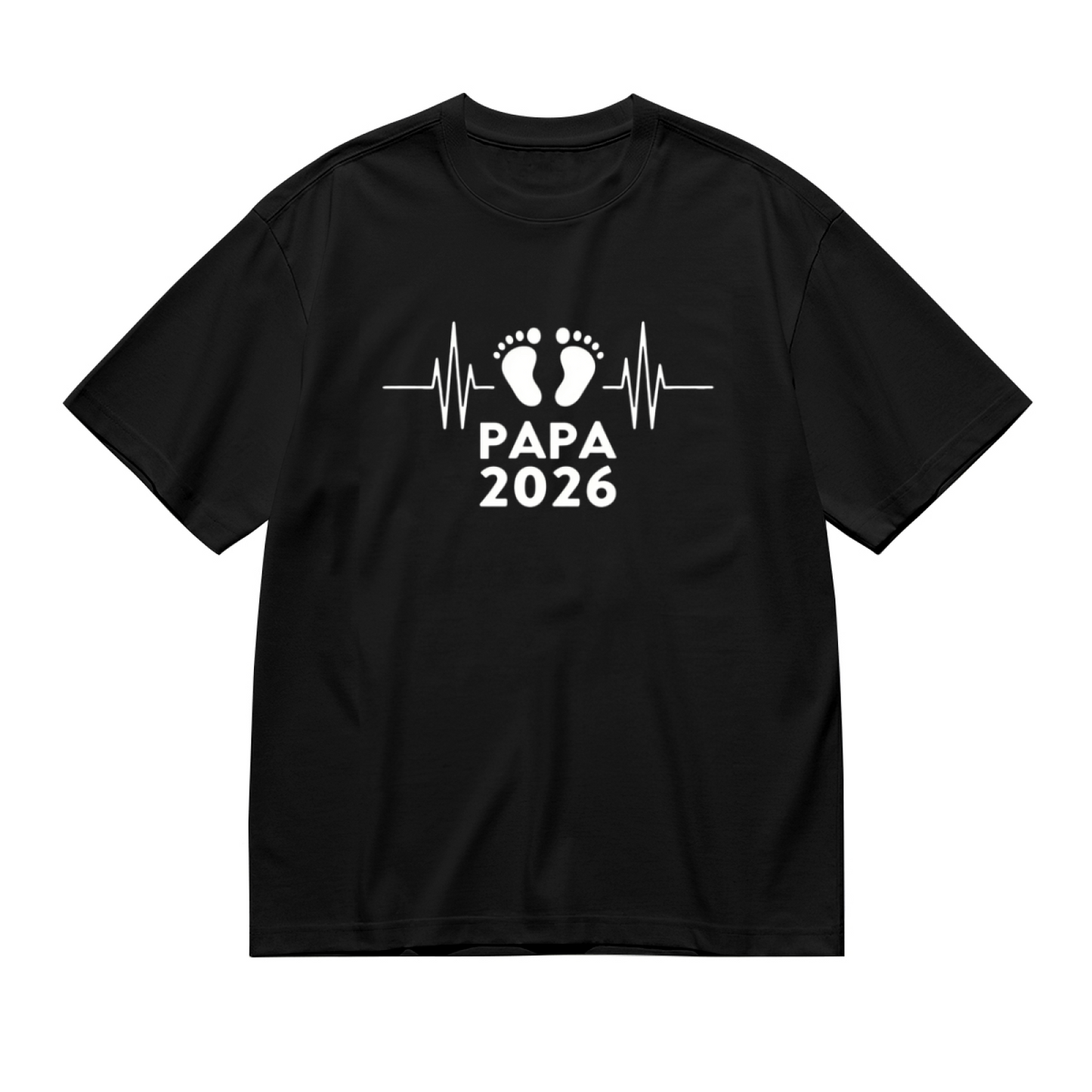 Papa 2026 Baby Footbeat Heartbeat New Dad Graphic Plus Size Women Printed T-Shirt
