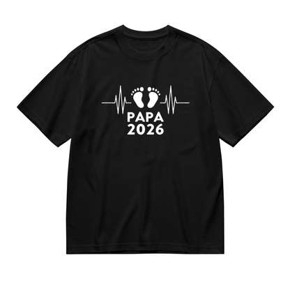 Papa 2026 Baby Footbeat Heartbeat New Dad Graphic Plus Size Women Printed T-Shirt