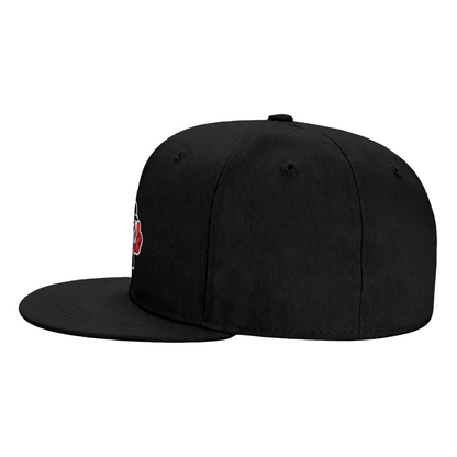 Hip Hop Masked Character Graphic Black Flat Brim Snapback Sun Hat, Urban Street Style Cap