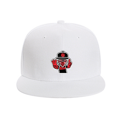 Hip Hop Masked Character Graphic Black Flat Brim Snapback Sun Hat, Urban Street Style Cap