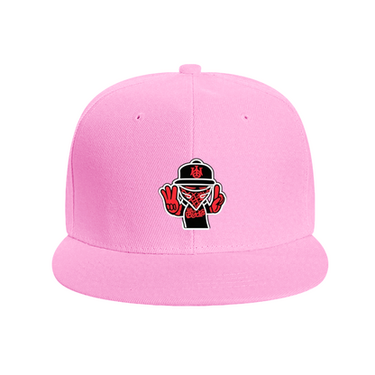 Hip Hop Masked Character Graphic Black Flat Brim Snapback Sun Hat, Urban Street Style Cap