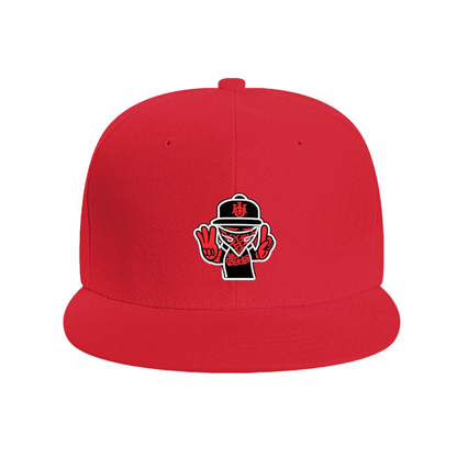 Hip Hop Masked Character Graphic Black Flat Brim Snapback Sun Hat, Urban Street Style Cap