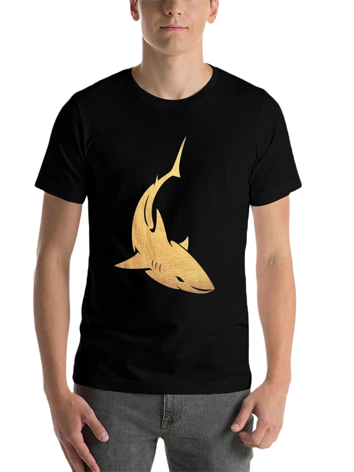 Golden Shark Graphic Tee - Mens Black T-Shirt
