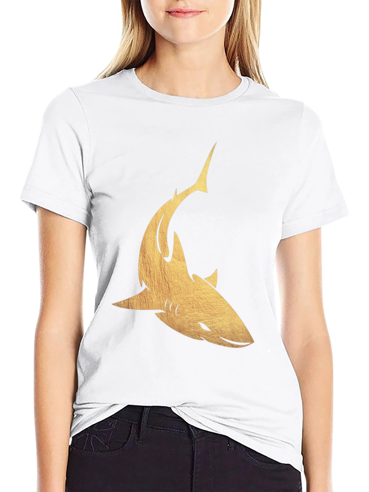 Golden Shark Graphic Tee - Mens Black T-Shirt