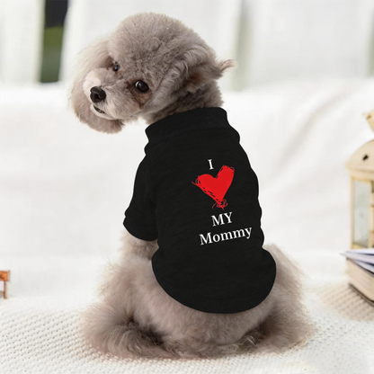 I Love My Mommy Red Heart Black Pet Sweater, Heartwarming Puppy Outfit