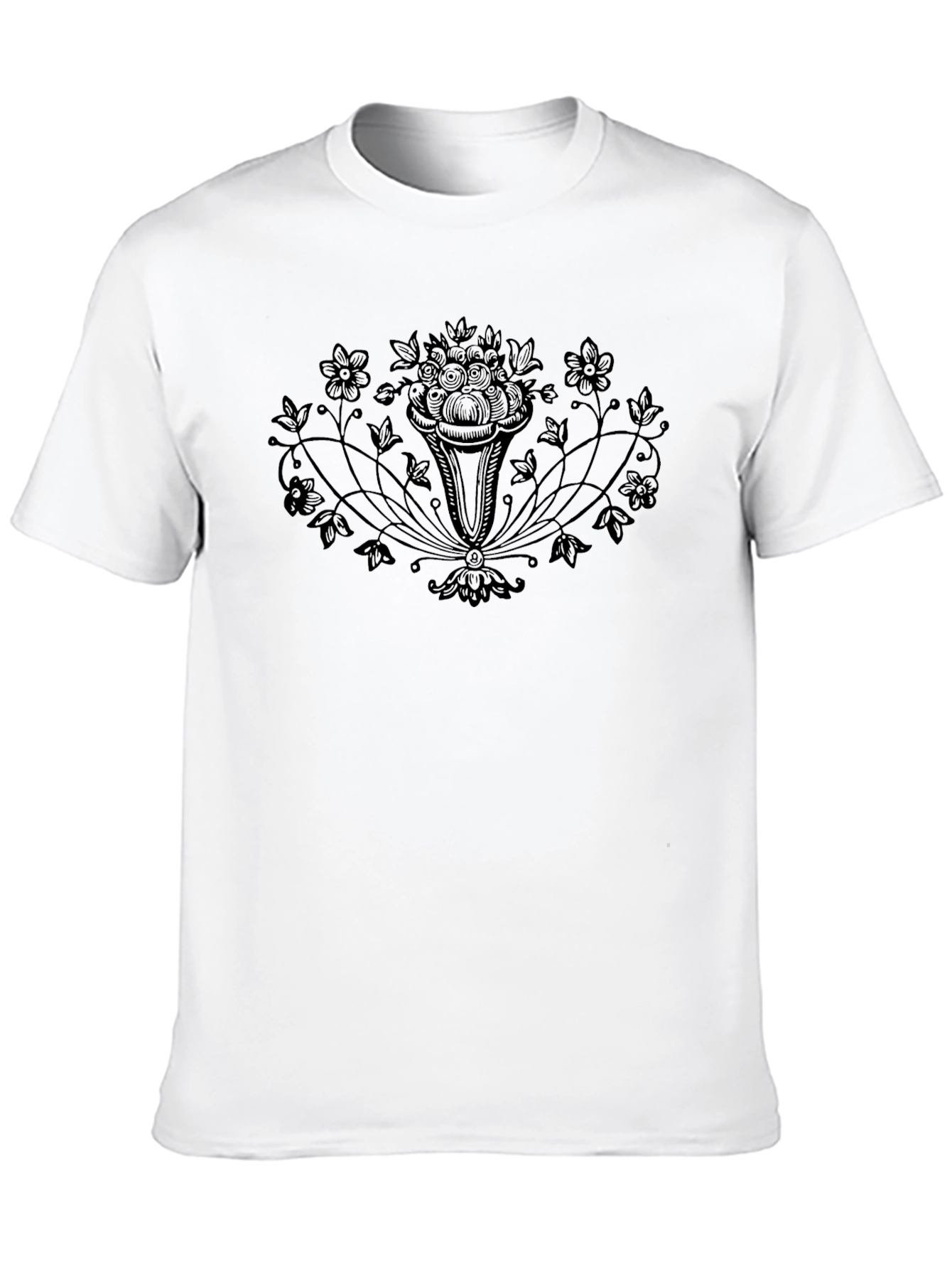 Elegant Floral Black T-Shirt