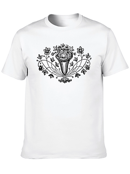 Elegant Floral Black T-Shirt
