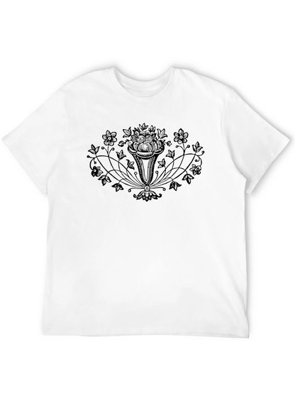 Elegant Floral Black T-Shirt