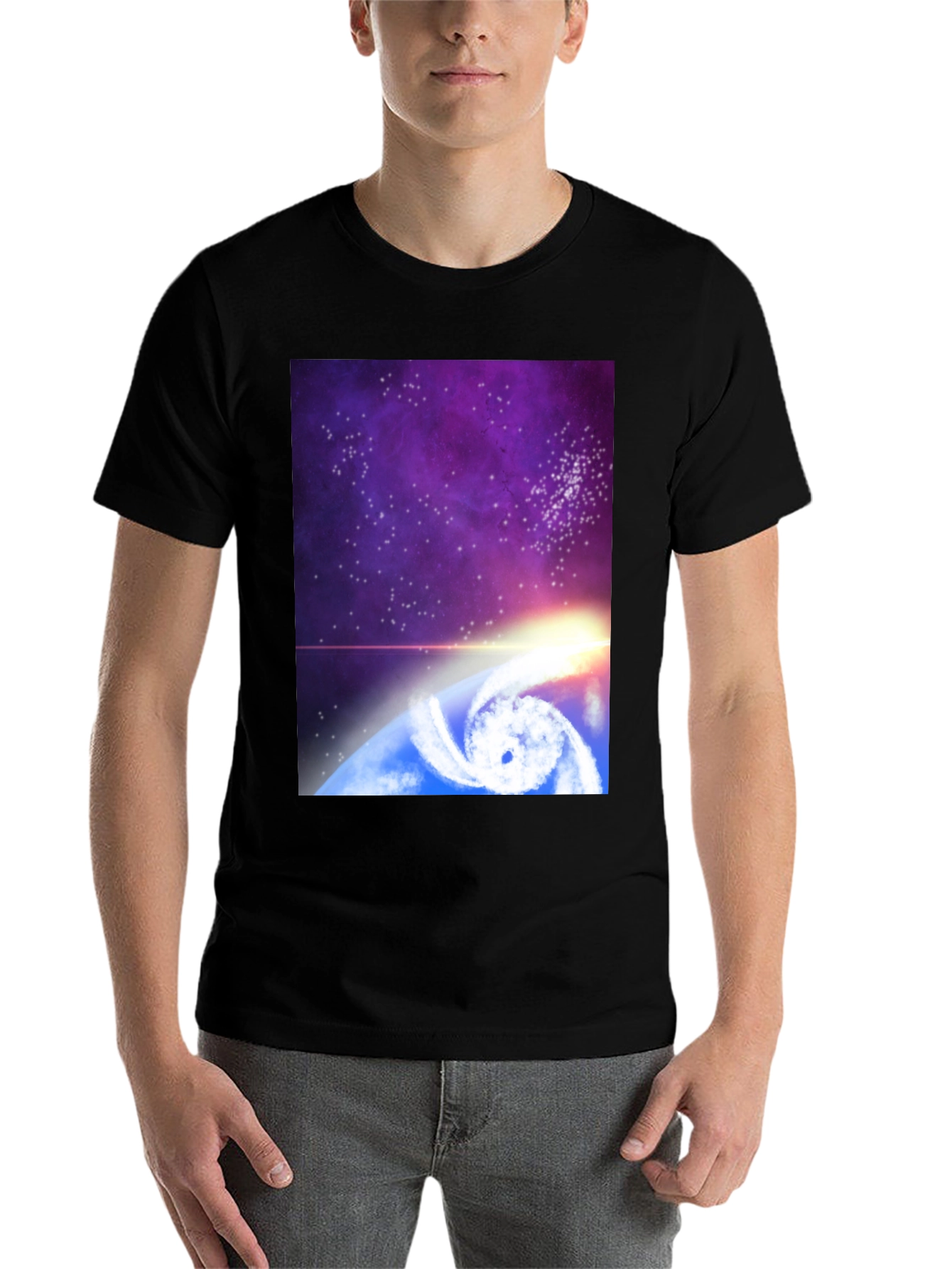 Cosmic Hurricane Graphic Tee - Black Cotton Blend