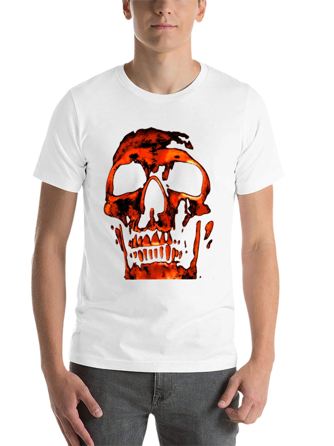 Fiery Skull Graphic Black T-Shirt