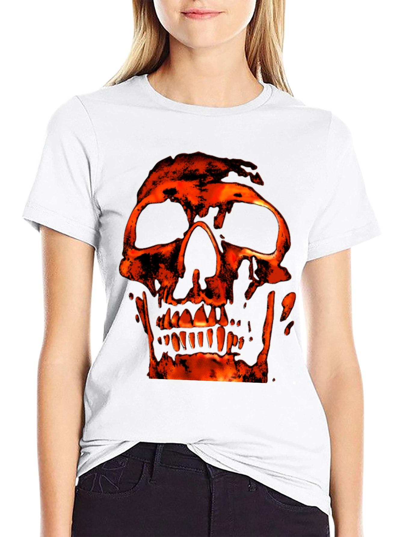 Fiery Skull Graphic Black T-Shirt