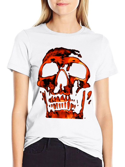Fiery Skull Graphic Black T-Shirt