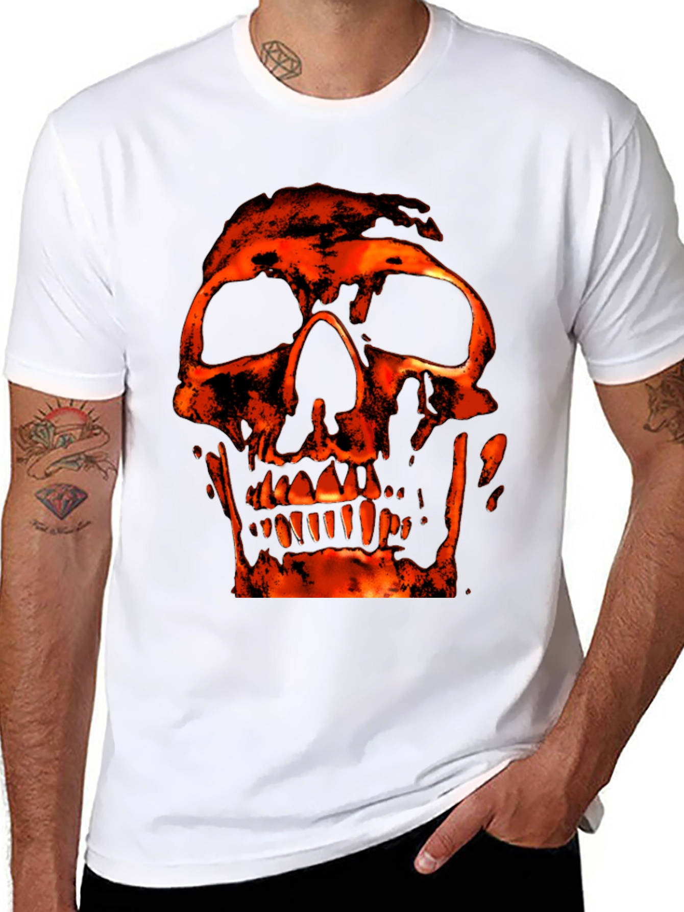 Fiery Skull Graphic Black T-Shirt
