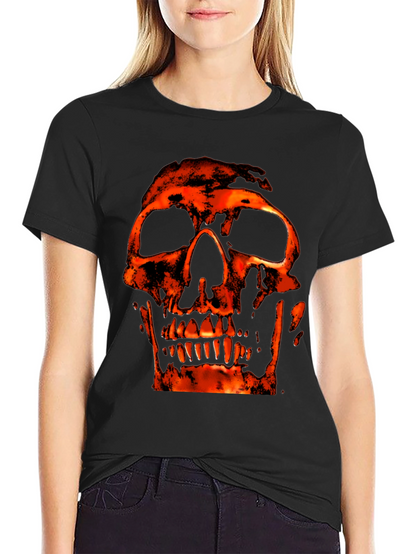 Fiery Skull Graphic Black T-Shirt