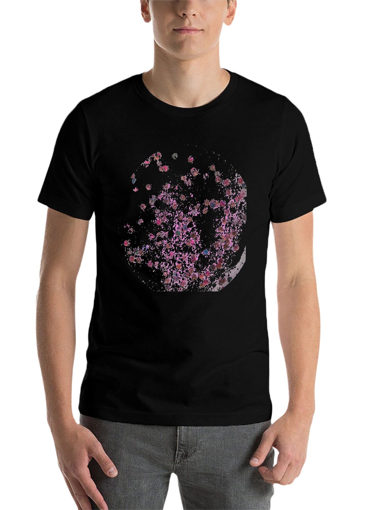 Abstract Floral Moon Black T-Shirt