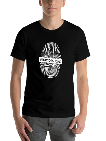 #SuicideSucks Fingerprint Graphic Tee - Black