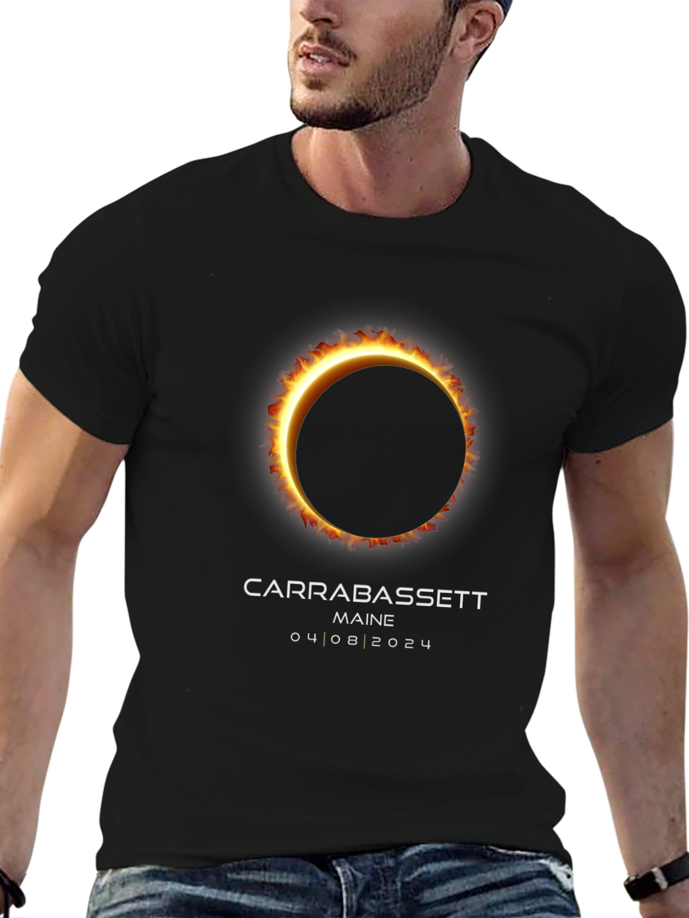 Carrabassett Maine 2024 Solar Eclipse Black T-Shirt