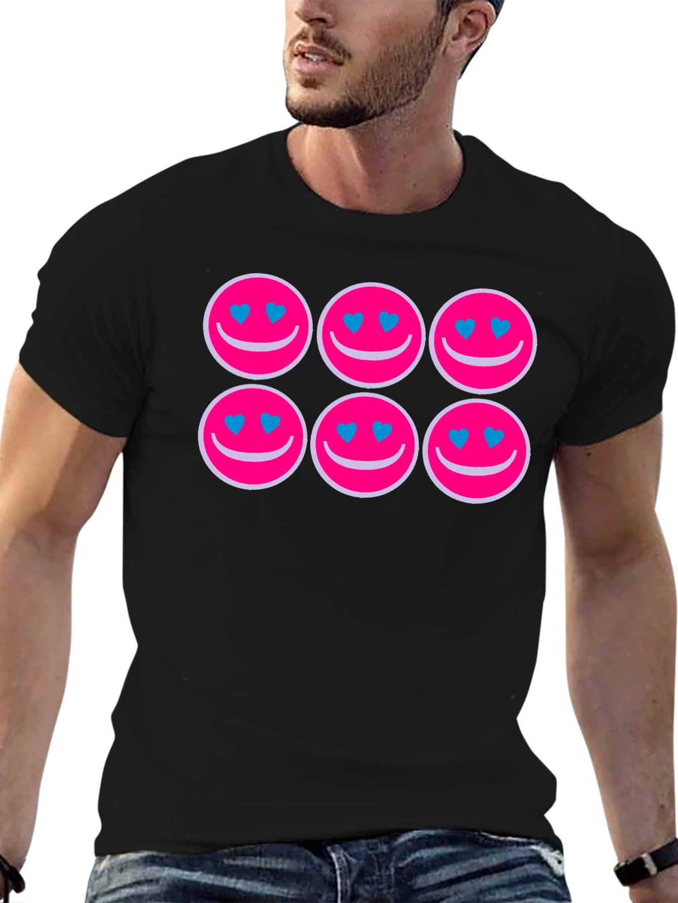 Smiley Face Heart Eyes Graphic Tee