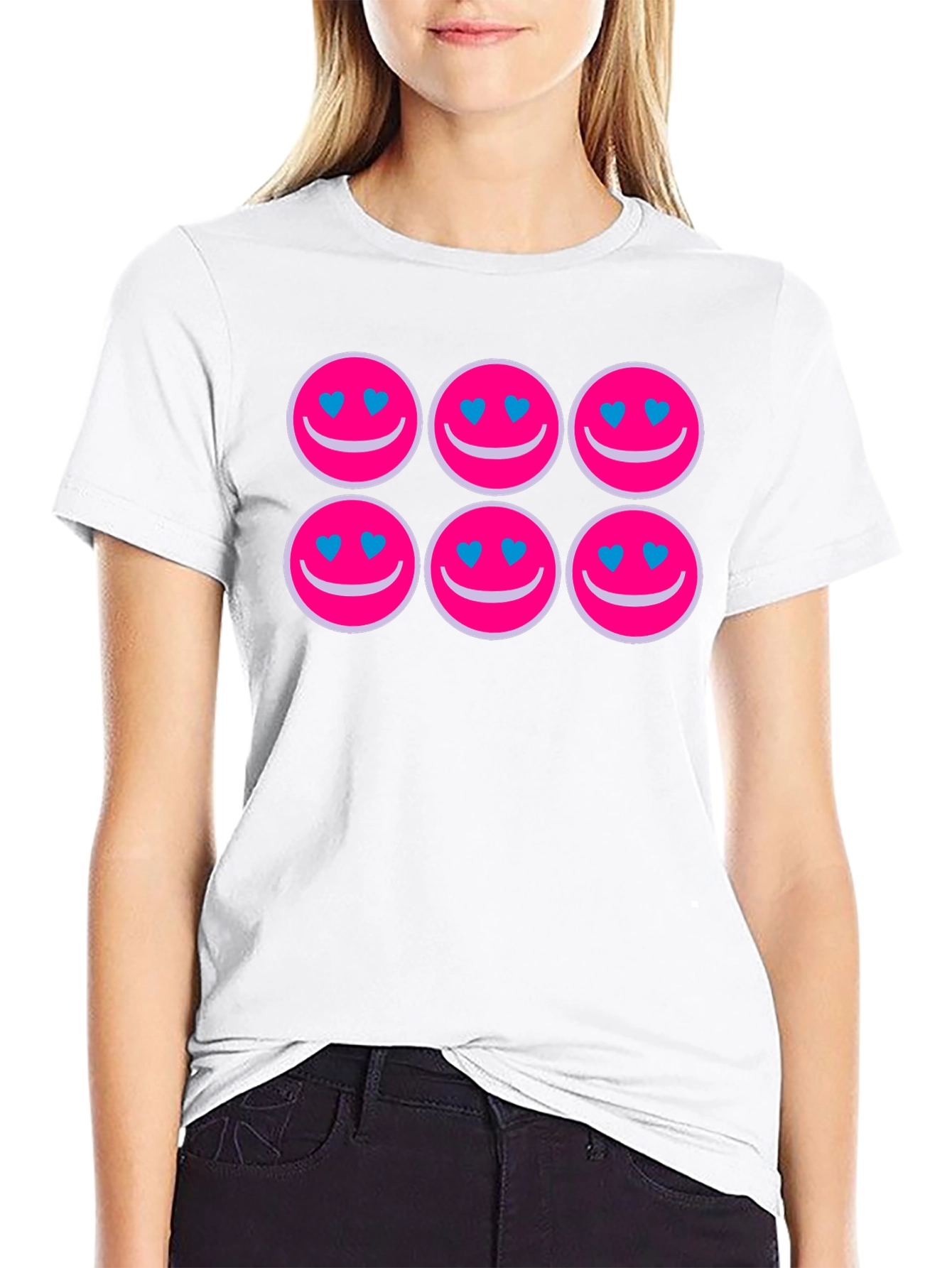 Smiley Face Heart Eyes Graphic Tee