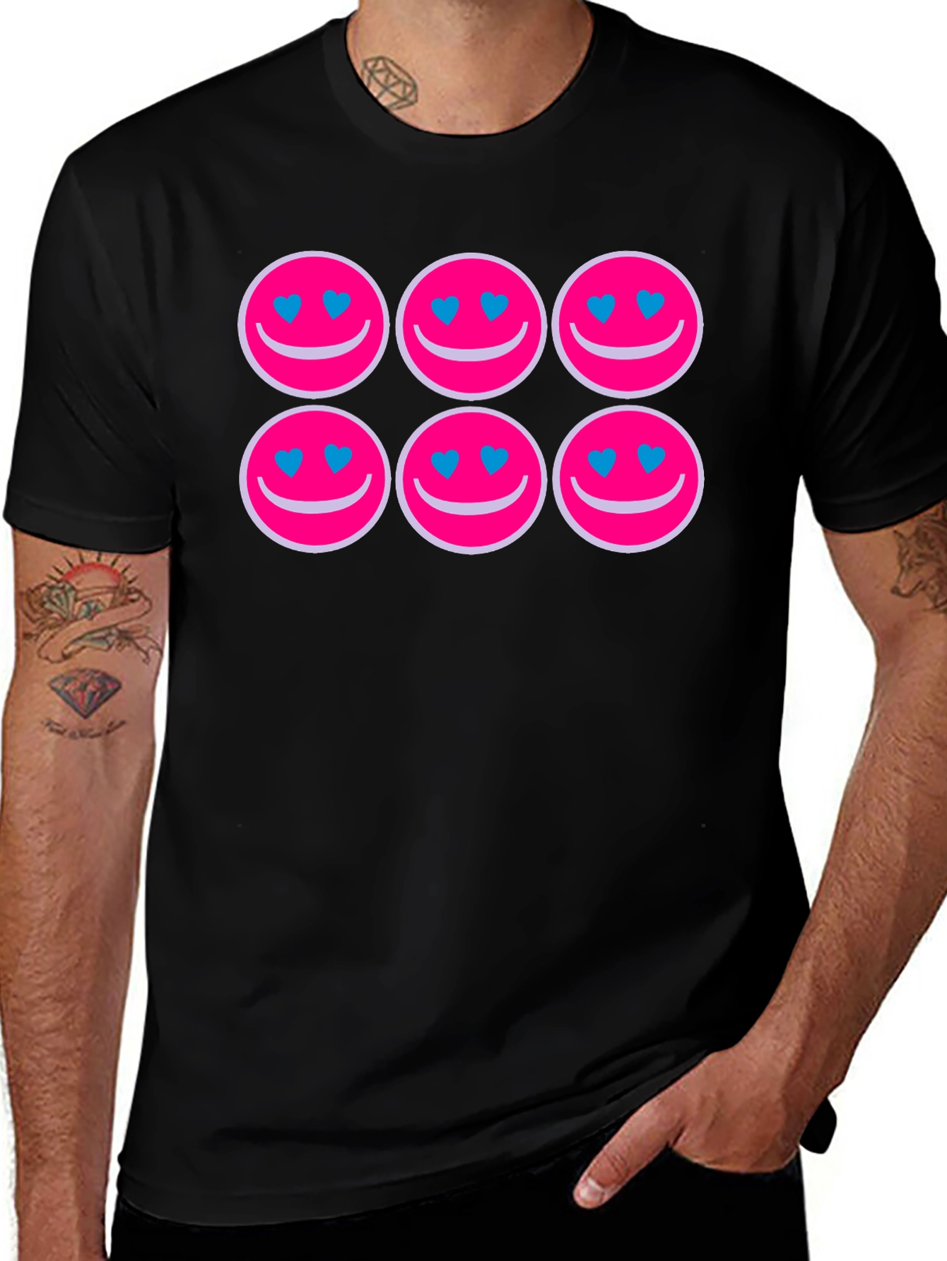 Smiley Face Heart Eyes Graphic Tee