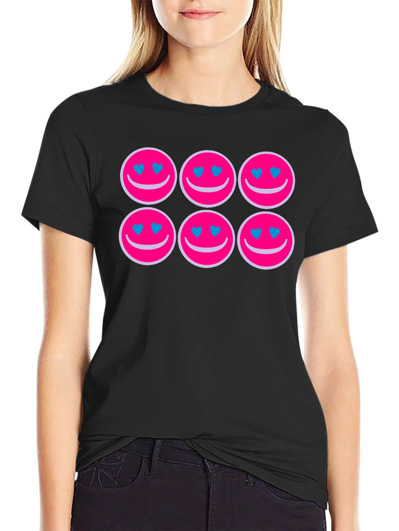 Smiley Face Heart Eyes Graphic Tee