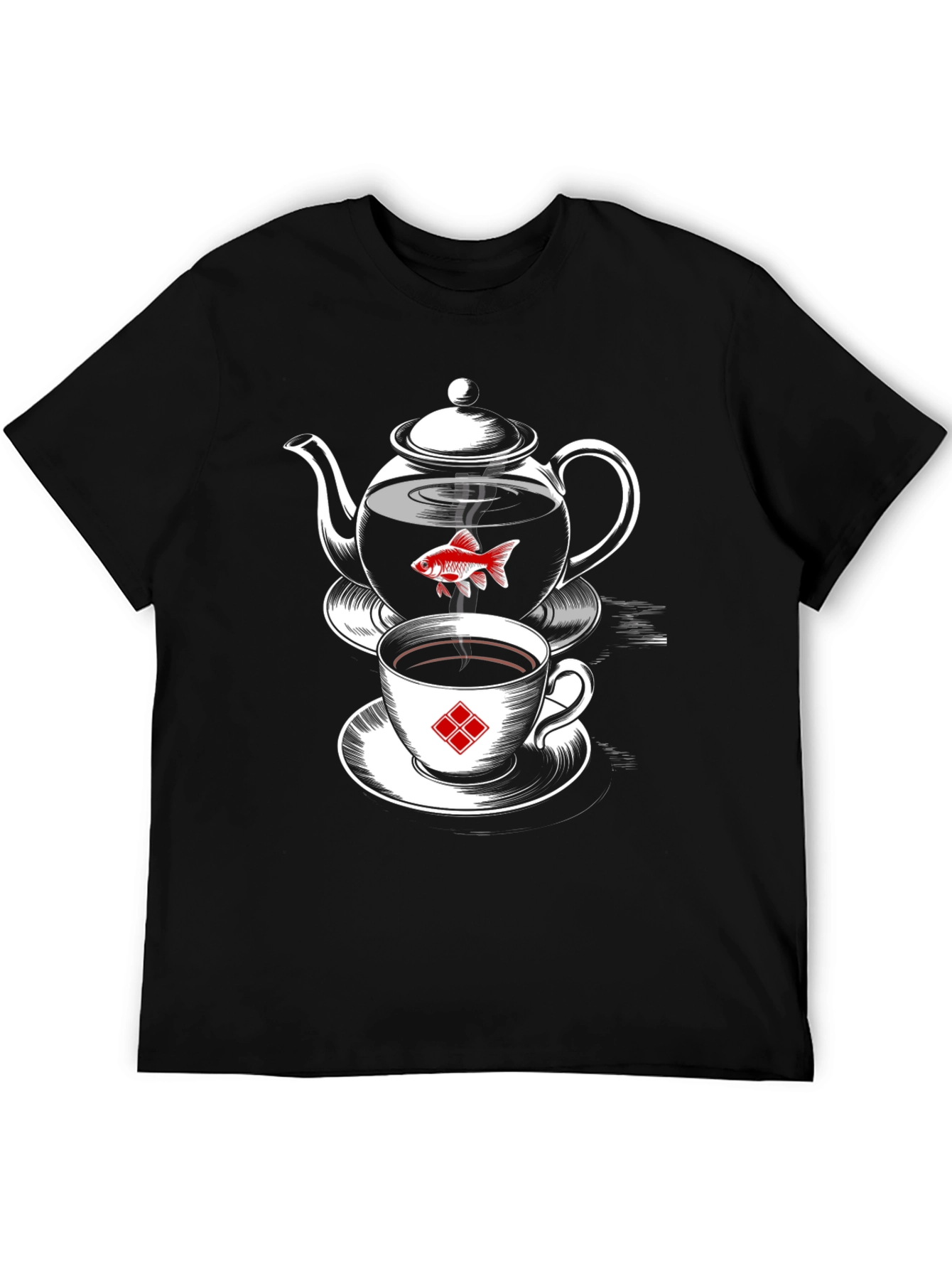 Whimsical Teapot & Goldfish Graphic Tee