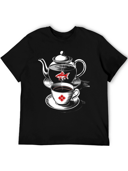 Whimsical Teapot & Goldfish Graphic Tee