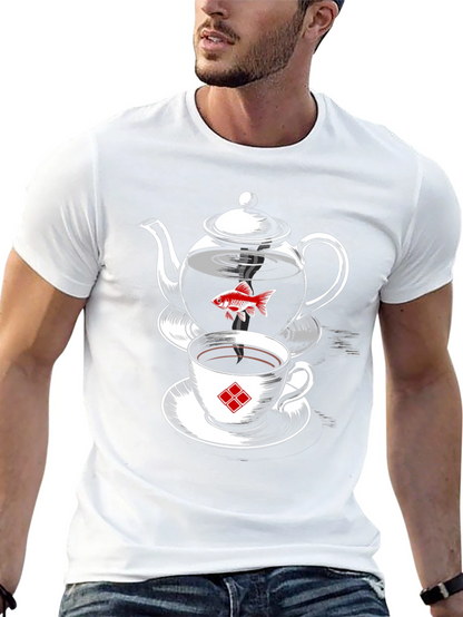 Whimsical Teapot & Goldfish Graphic Tee