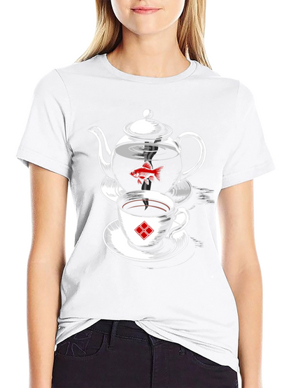 Whimsical Teapot & Goldfish Graphic Tee