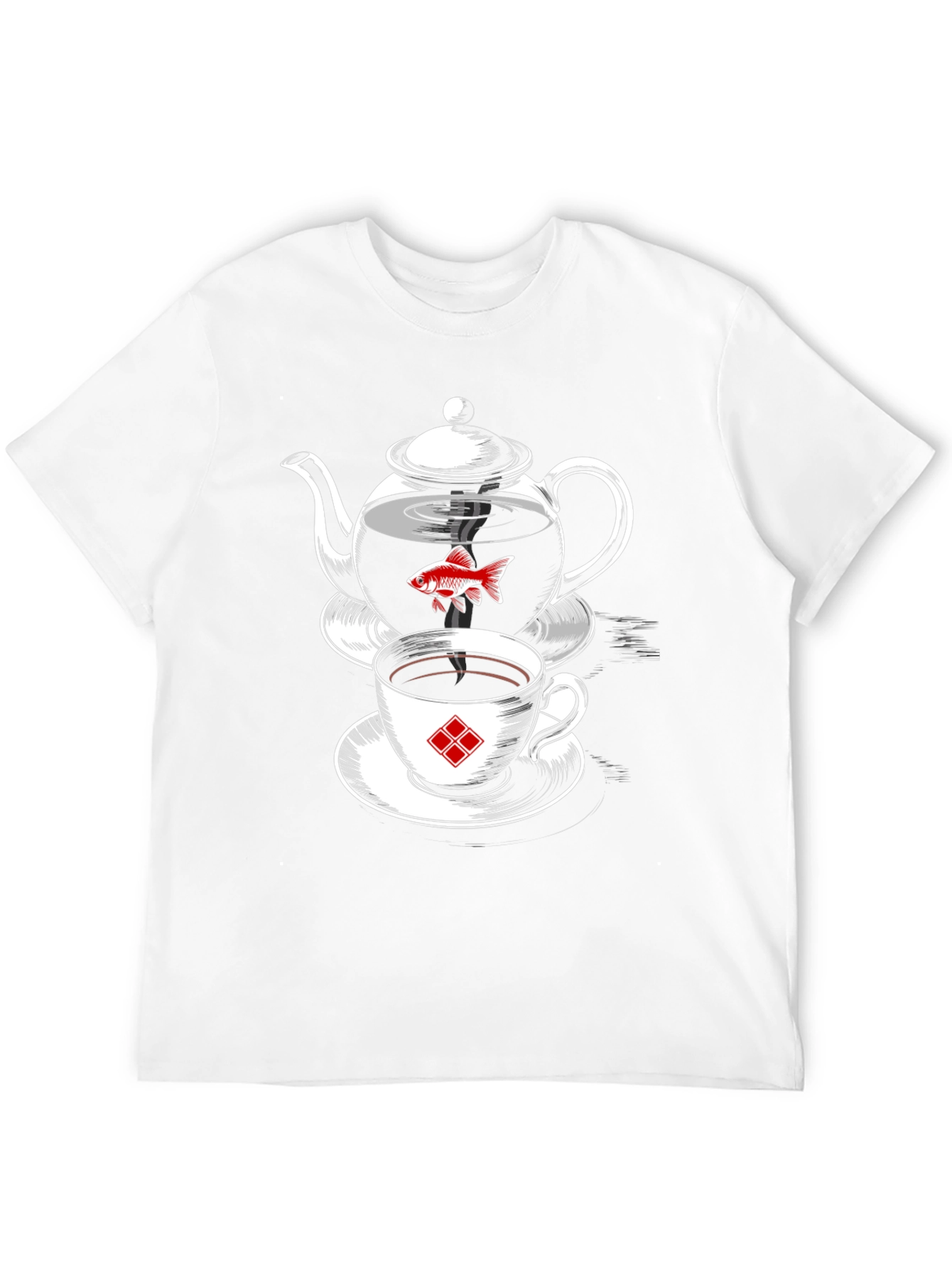 Whimsical Teapot & Goldfish Graphic Tee