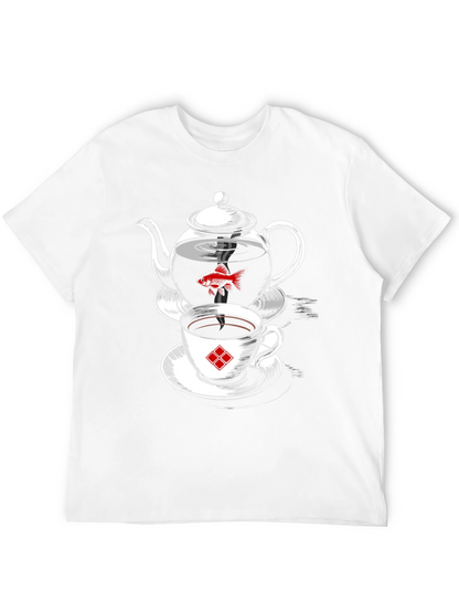 Whimsical Teapot & Goldfish Graphic Tee