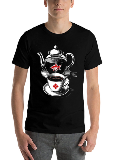 Whimsical Teapot & Goldfish Graphic Tee