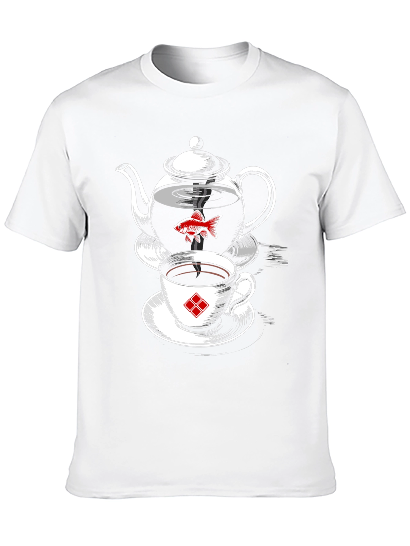 Whimsical Teapot & Goldfish Graphic Tee