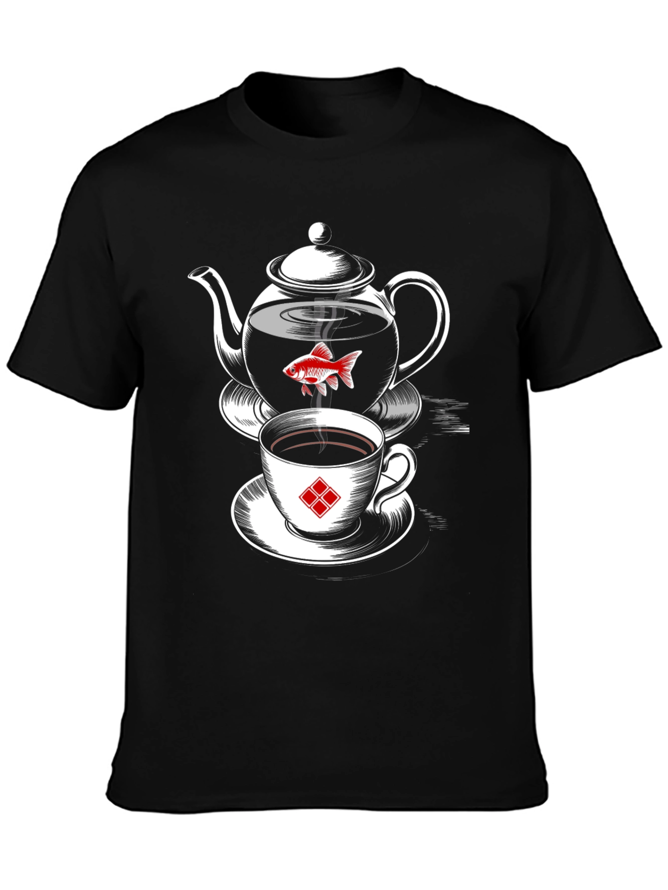 Whimsical Teapot & Goldfish Graphic Tee