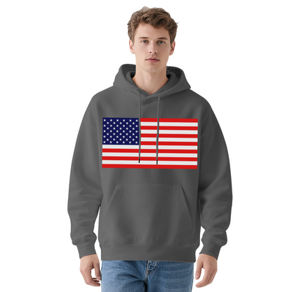 Classic USA American Flag Graphic Hoodie, Cozy Patriotic Pullover