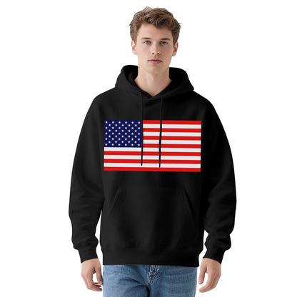 Classic USA American Flag Graphic Hoodie, Cozy Patriotic Pullover