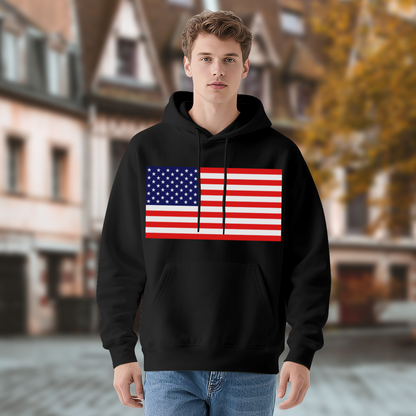 Classic USA American Flag Graphic Hoodie, Cozy Patriotic Pullover