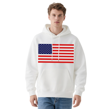 Classic USA American Flag Graphic Hoodie, Cozy Patriotic Pullover
