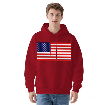 Classic USA American Flag Graphic Hoodie, Cozy Patriotic Pullover