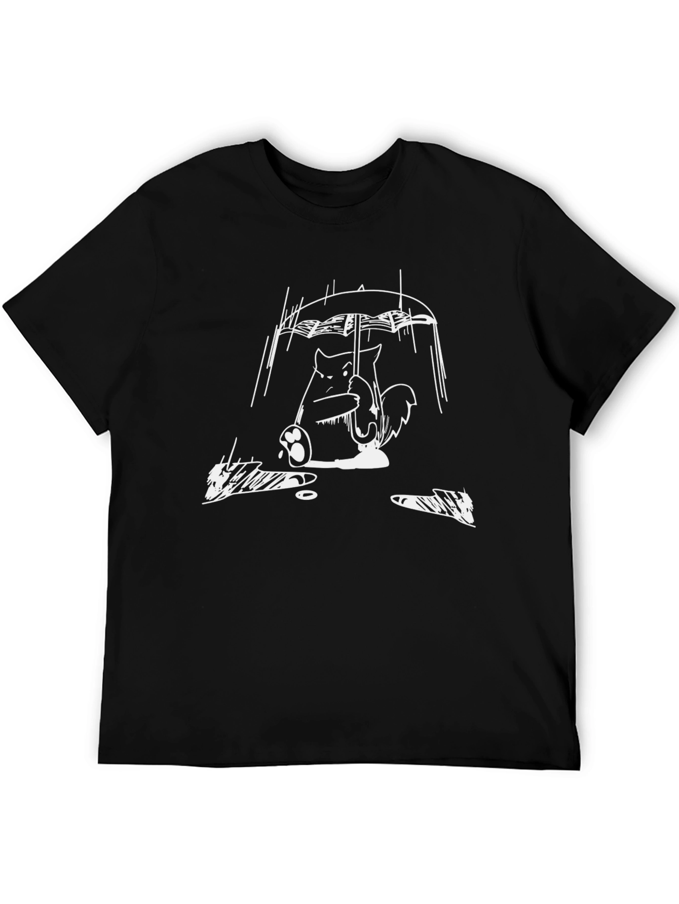 Rainy Day Totoro Black T-Shirt