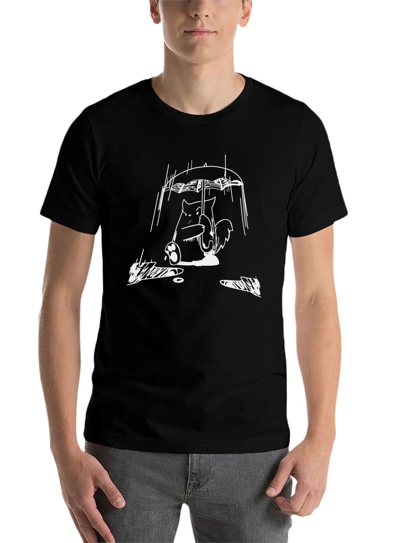 Rainy Day Totoro Black T-Shirt