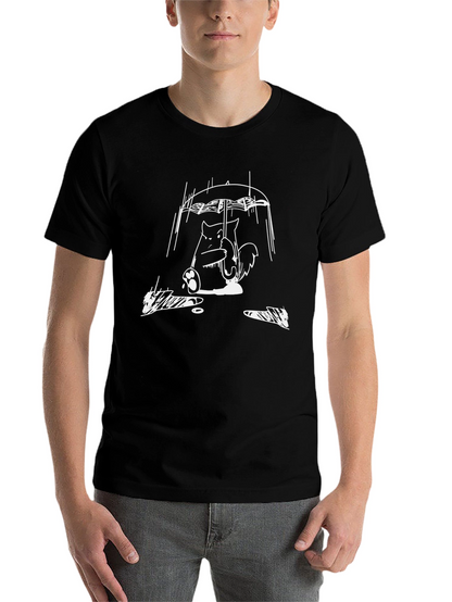 Rainy Day Totoro Black T-Shirt